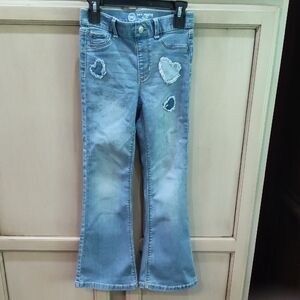 Little Girls Blue Jeans with Distressed Details